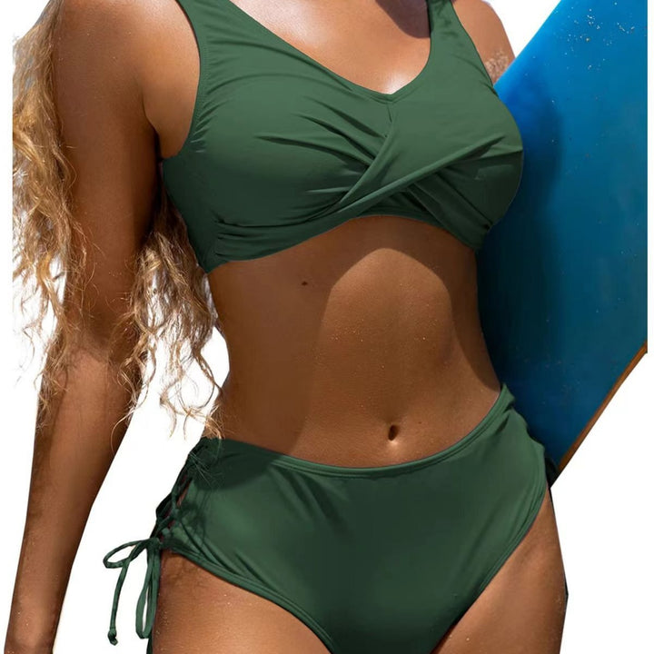 Damen Hochgeschnittener Bikinitop mit verstellbaren Trägern und dezentem Wickel-Design Drune