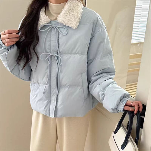 Damen Trendige Steppjacke mit Teddykragen und praktischen Taschen Drune