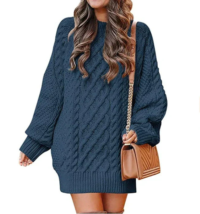 Drune | Gestricktes Damen Mini Pullover Kleid mit Langen Ärmeln