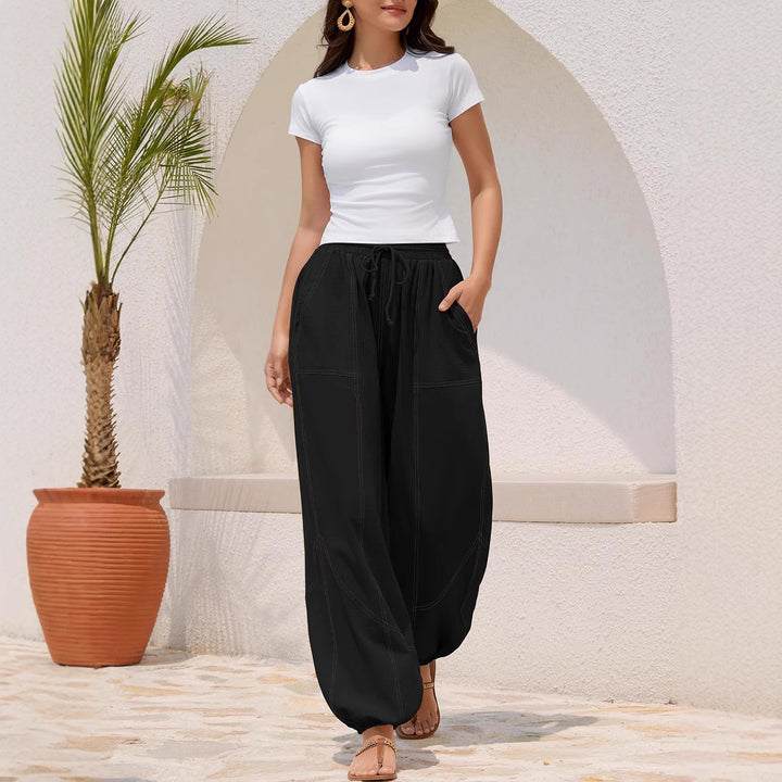 Damen Lässige Weitbein-Hose mit praktischen Taschen Drune