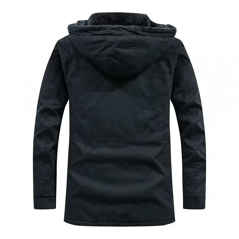 Herren Canvas-Parka mit Sherpa-Innenseite, verlängerter Schnitt und Utility-Ärmeltasche Drune
