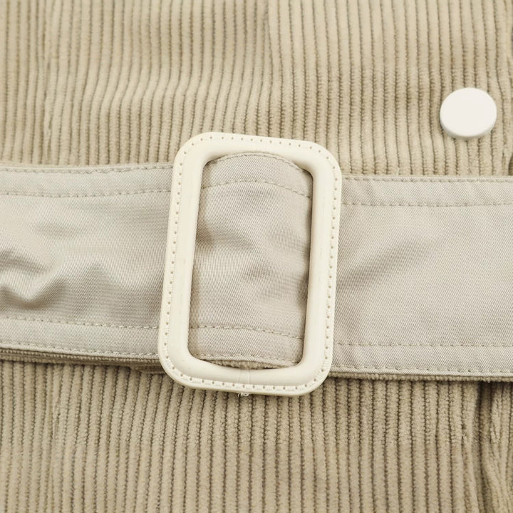 Damen Feincord-Jacke mit Taillengürtel und asymmetrischer Druckknopfleiste Drune