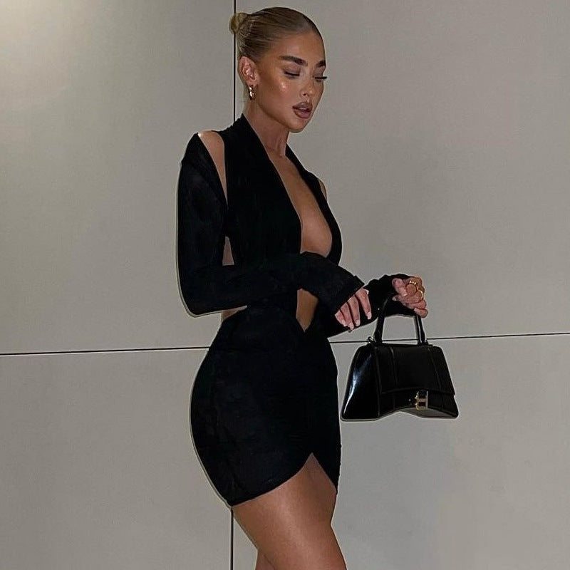 Damen Wickelkleid mit tiefem V-Ausschnitt und Raffungen Drune