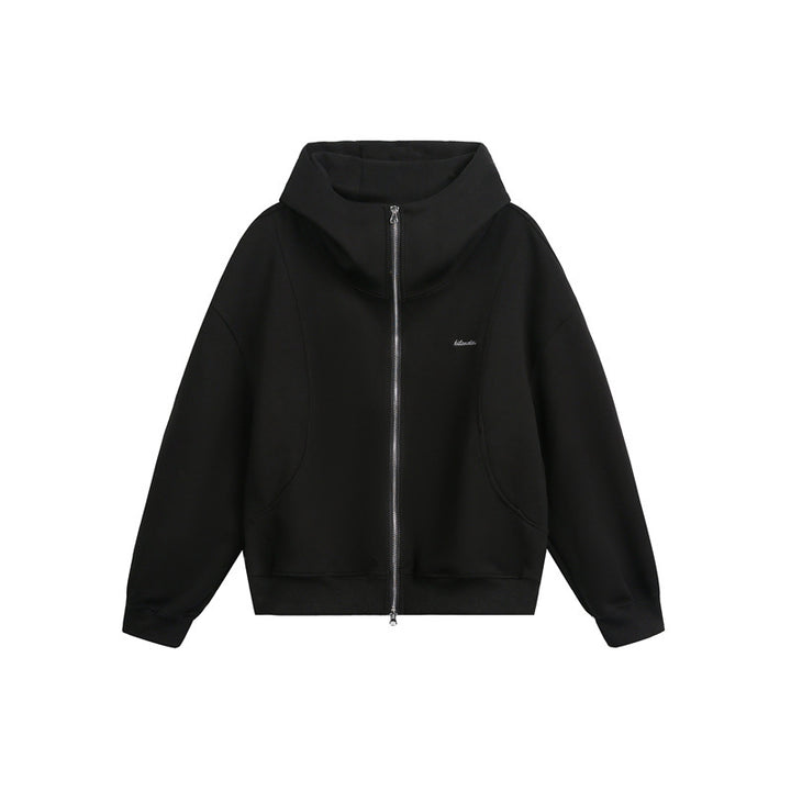 Damen Locker geschnittene Reißverschluss-Hoodie mit hohem Funnelkragen und Zwei-Wege-Funktion Drune