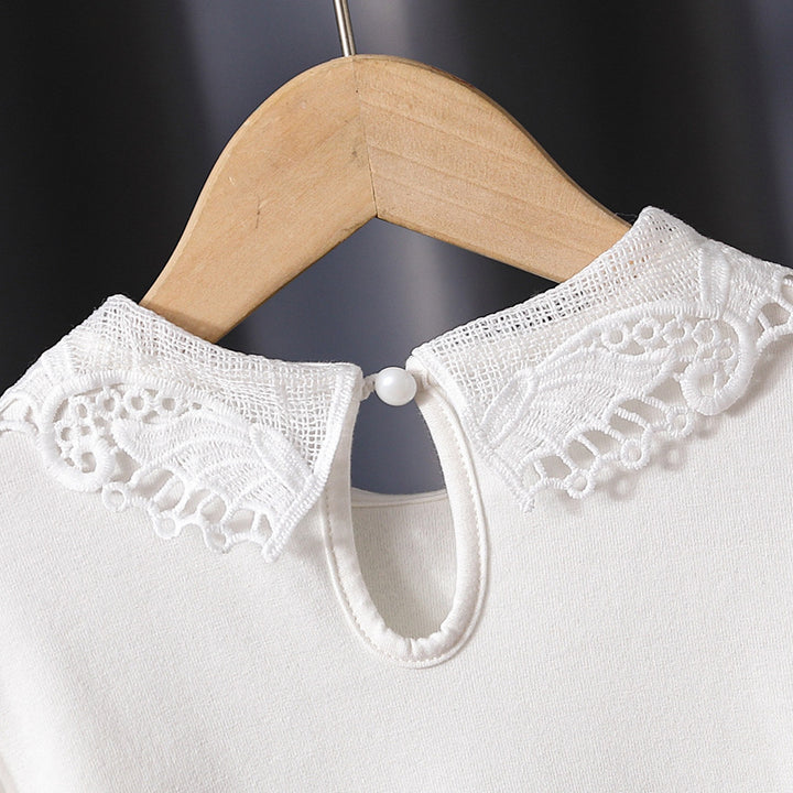 Mädchen modische Bluse mit eleganten Tüllärmeln und kunstvoller Spitzenverzierung Drune