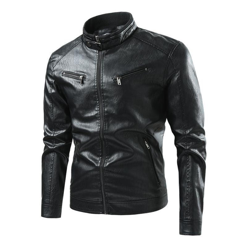 Herren modische Kunstlederjacke mit Steppdetails Drune