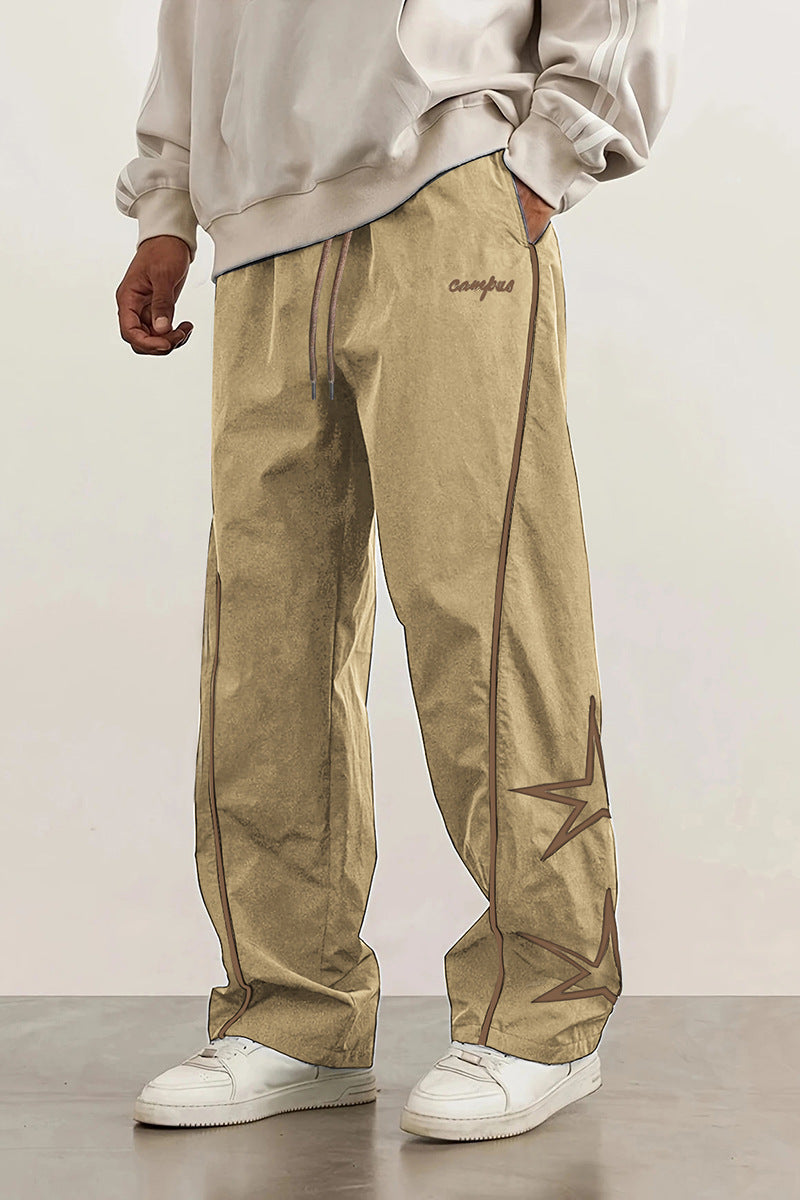 Herren Weite Trackpants mit Kontrastpaspel, Kordelzug und Sternapplikation Drune
