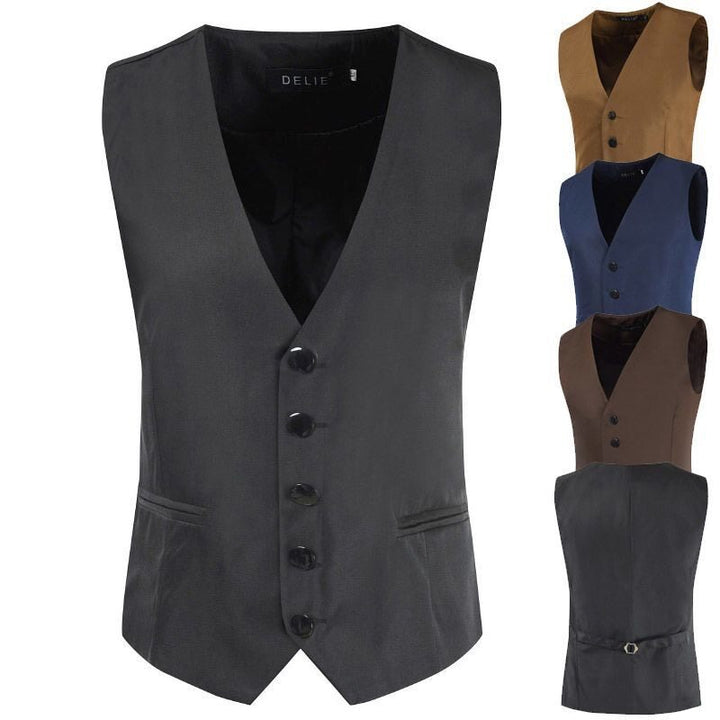 Herren Satin-Smokingsweste mit taillierter Passform, V-Ausschnitt und eleganter Knopfleiste Drune