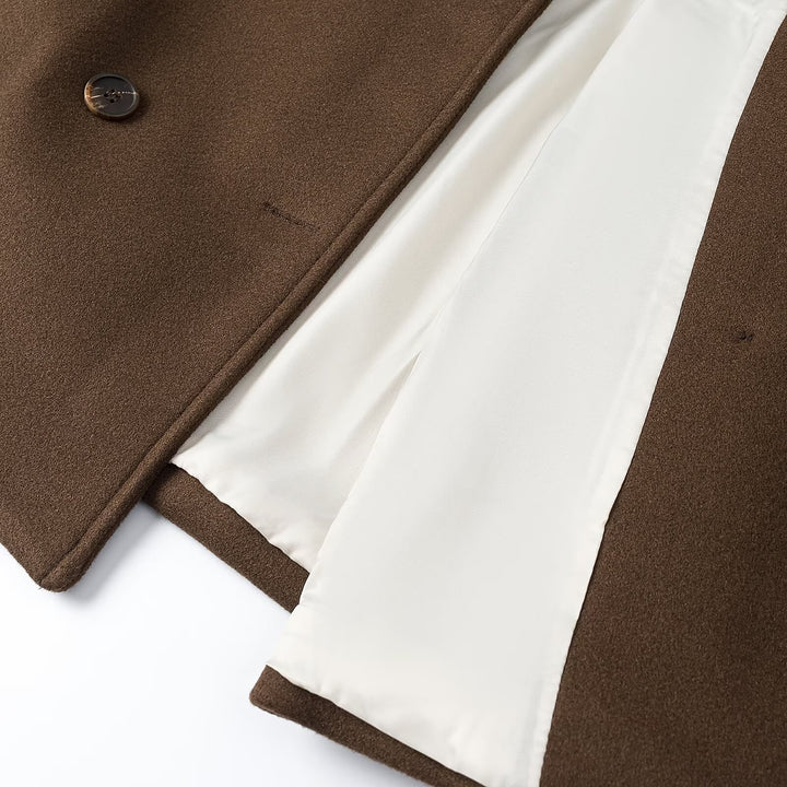 Damen Kurz Doppelreihiger Wollmix-Peacoat mit weitem Revers Drune
