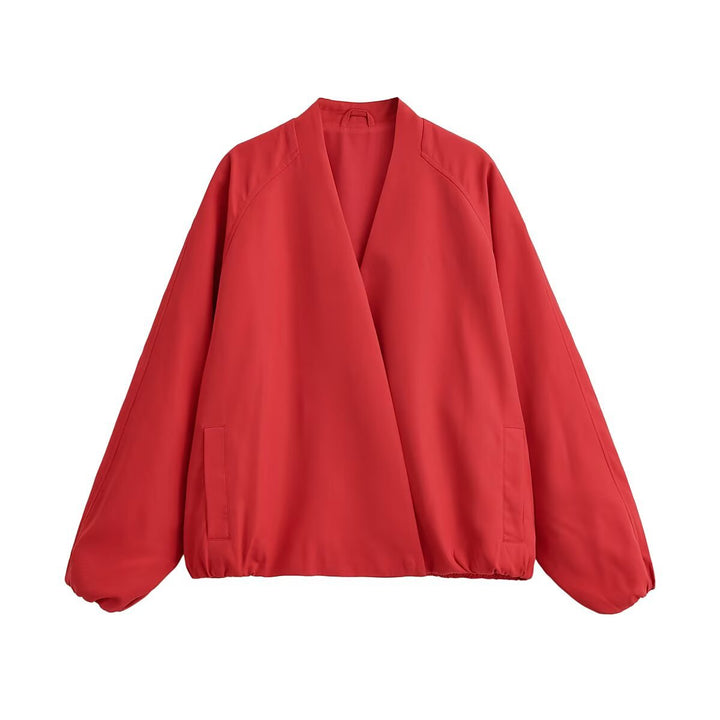 Damen Oversized Kimono‑Blouson mit offenem Vorderteil, Ballonärmeln und elastischem Saum Drune