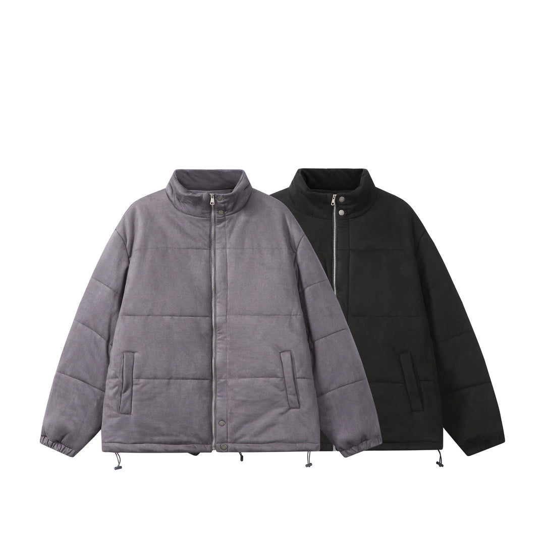Unisex Boxy‑Steppjacke im Samtfinish mit hohem Funnelkragen und verstellbarem Saum Drune