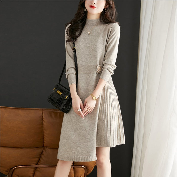 Damen Strickkleid mit elegantem Rippdesign und asymmetrischem Schnitt Drune