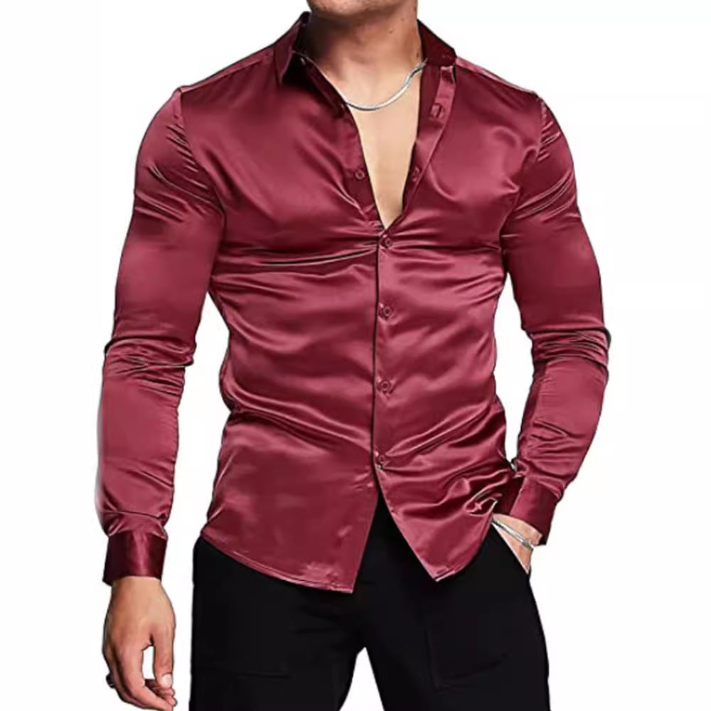Herren Elegantes Hemd mit luxuriösem Satin-Finish und modernem Schnitt Drune