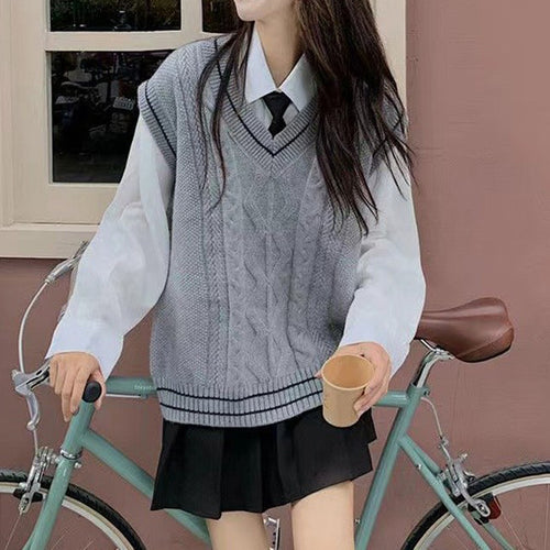 Damen Strickpullover mit V-Ausschnitt und geometrischem Zopfmuster Drune