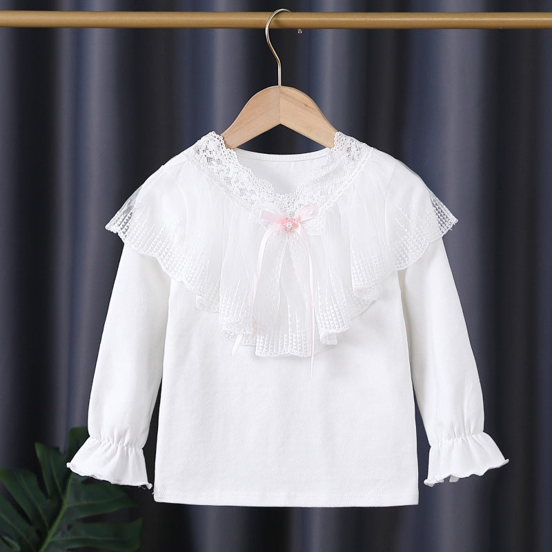 Mädchen Langarmshirt mit eleganter Spitzenverzierung Drune