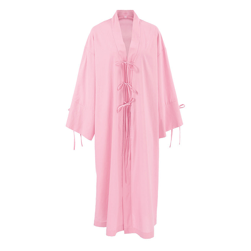 Damen Kimono-Style Morgenmantel mit verspieltem Rüschendetail Drune