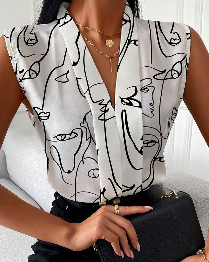 Damen Seidenbluse mit abstraktem Druck Drune