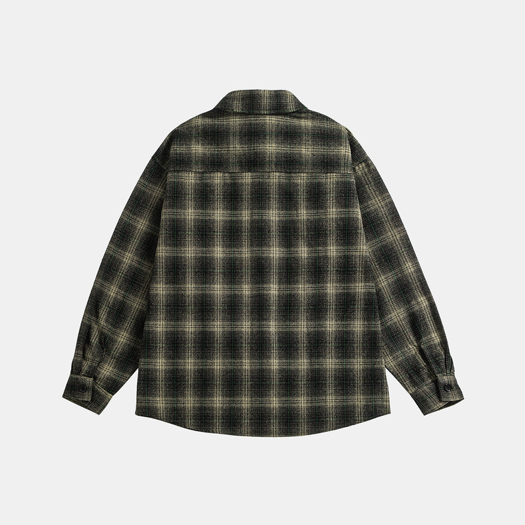 Unisex Kariertes Overshirt‑Jacke im Flanelllook mit Brustpattentaschen Drune