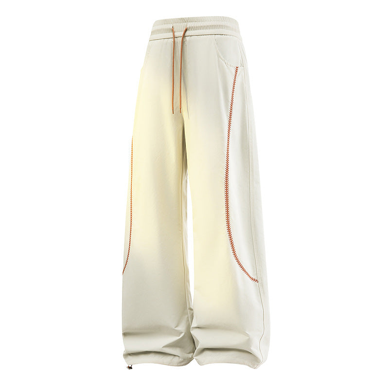 Damen Weite Baggy-Freizeithose mit Tunnelzugbund, kontrastierenden Ziernähten & verstellbarem Saum Drune