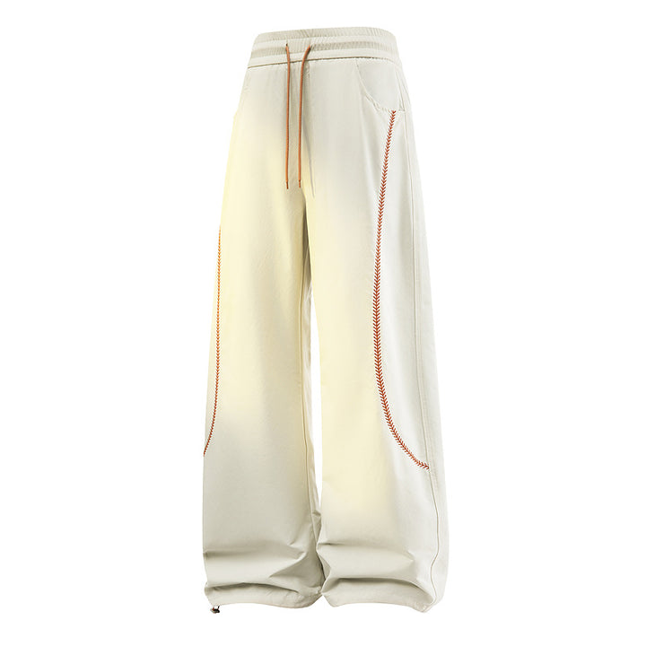 Damen Weite Baggy-Freizeithose mit Tunnelzugbund, kontrastierenden Ziernähten & verstellbarem Saum Drune