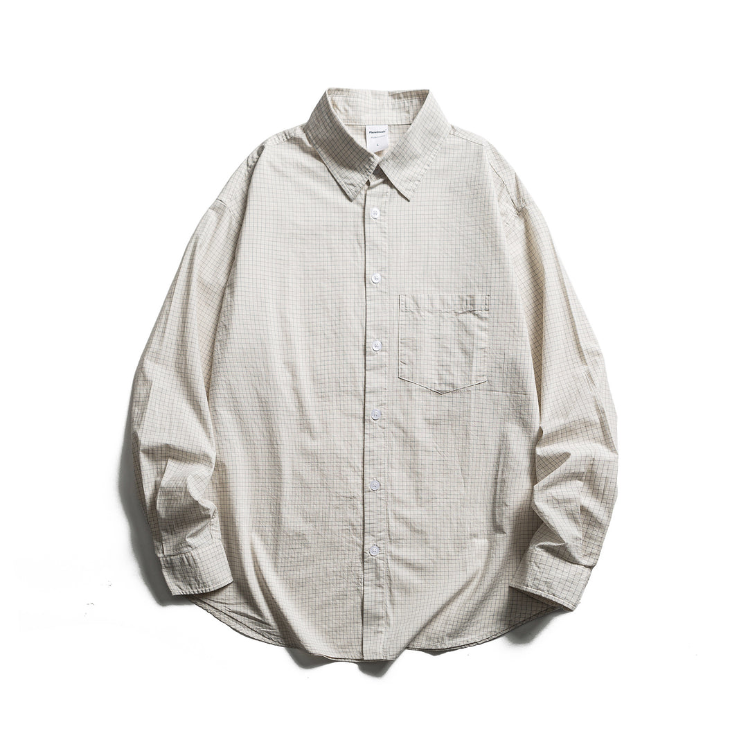 Unisex Lockeres Oversize-Hemd mit Nadelstreifen, Brusttasche und Drop-Shoulder Drune