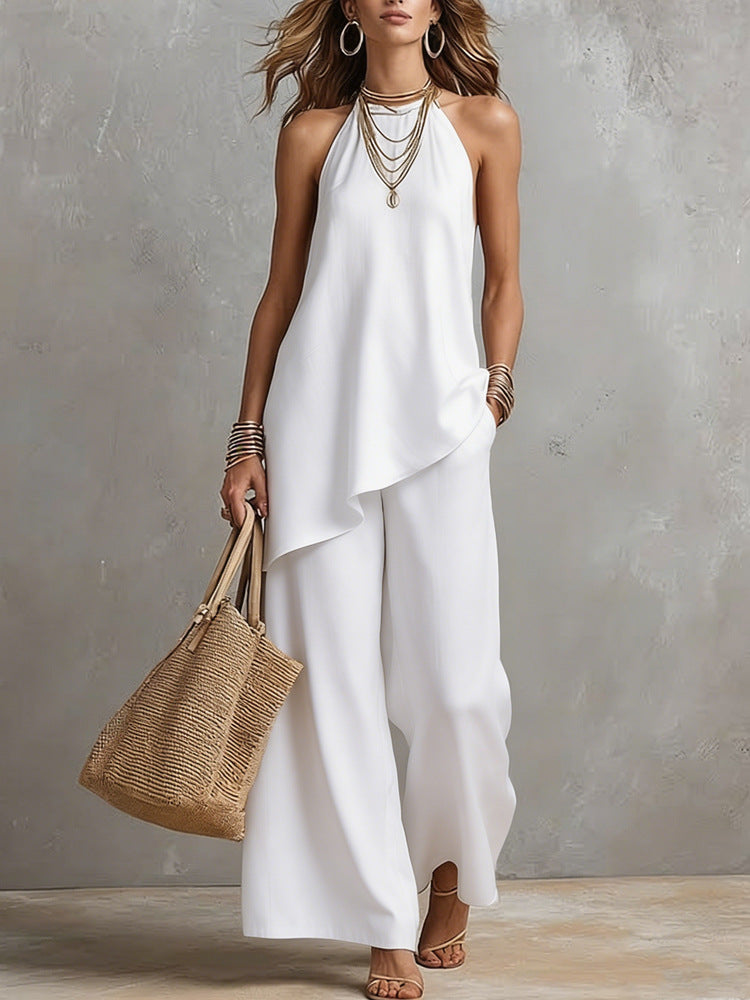 Damen luftiger Jumpsuit mit asymmetrischem Schnitt Drune