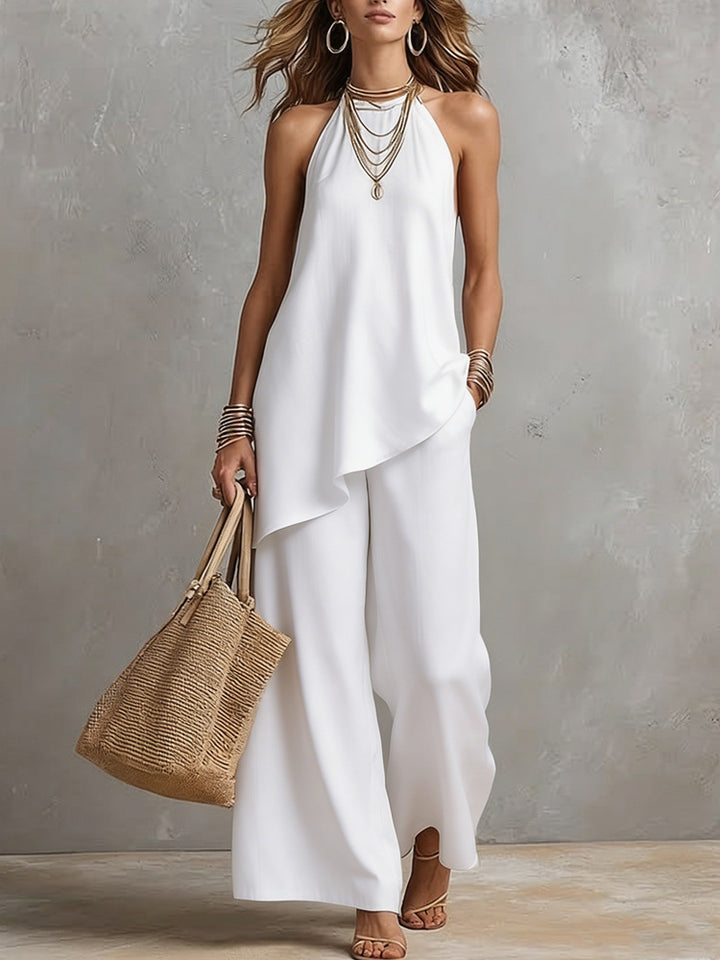 Damen luftiger Jumpsuit mit asymmetrischem Schnitt Drune