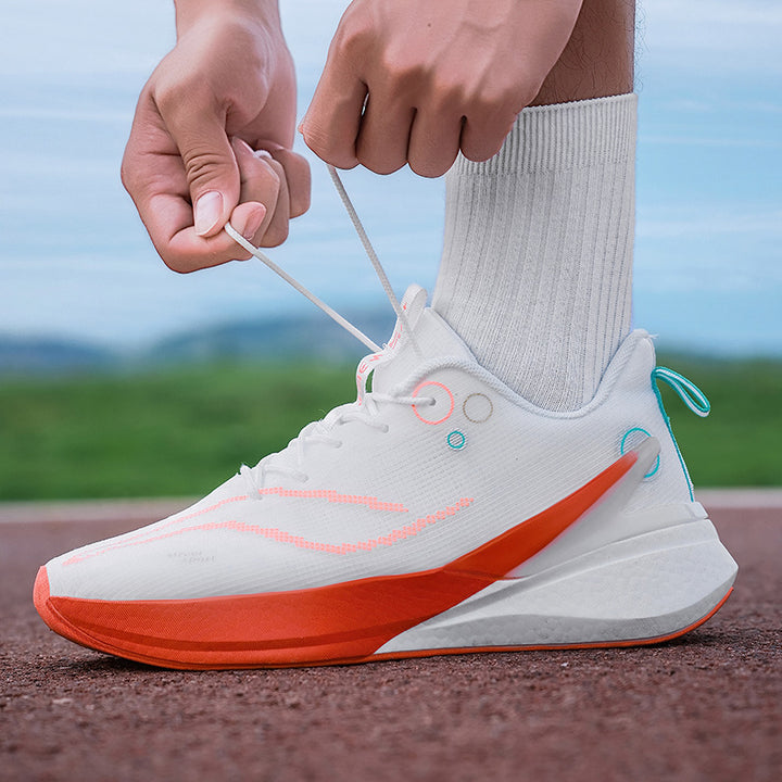 Unisex leichte Straßensneaker mit atmungsaktivem Strickobermaterial, reaktiver Hohlkern-Zwischensohle und griffiger Profilaußensohle Drune