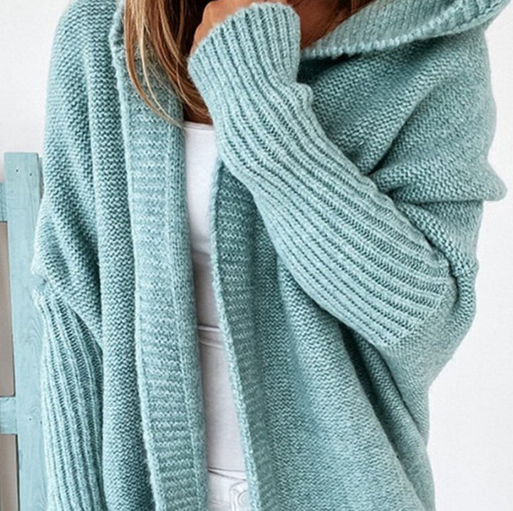 Damen Longline Kapuzen-Strickcardigan mit offener Front Drune