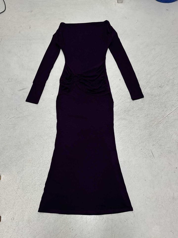 Damen Off-Shoulder Maxikleid mit taillierter Wickeloptik und Raffung Drune