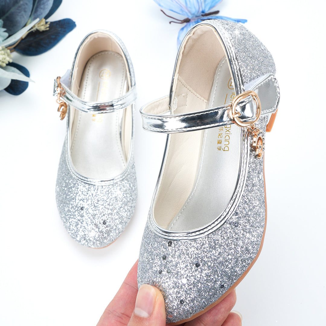 Mädchen Glitzernde Ballerinas mit verstellbarem Riemen und Schmuckdetails Drune