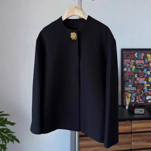 Damen Eleganter Kurzblazer mit Schmuckknopf Drune