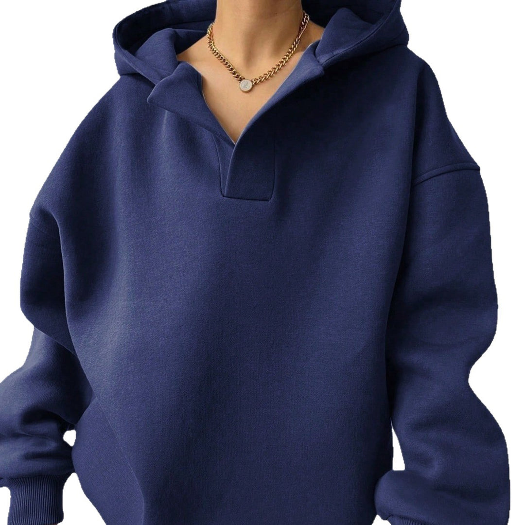 Damen lässiger Hoodie mit hohem Kragen und Oversized-Schnitt Drune
