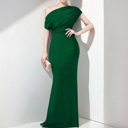 Damen Elegantes Maxikleid mit asymmetrischem Ausschnitt und tailliertem Schnitt Drune