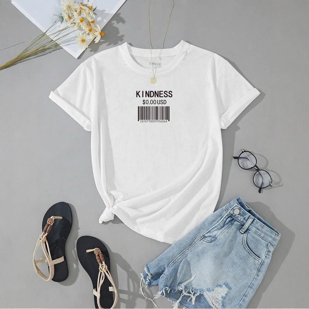 Damen T-Shirt mit kreativem Barcode-Design Drune