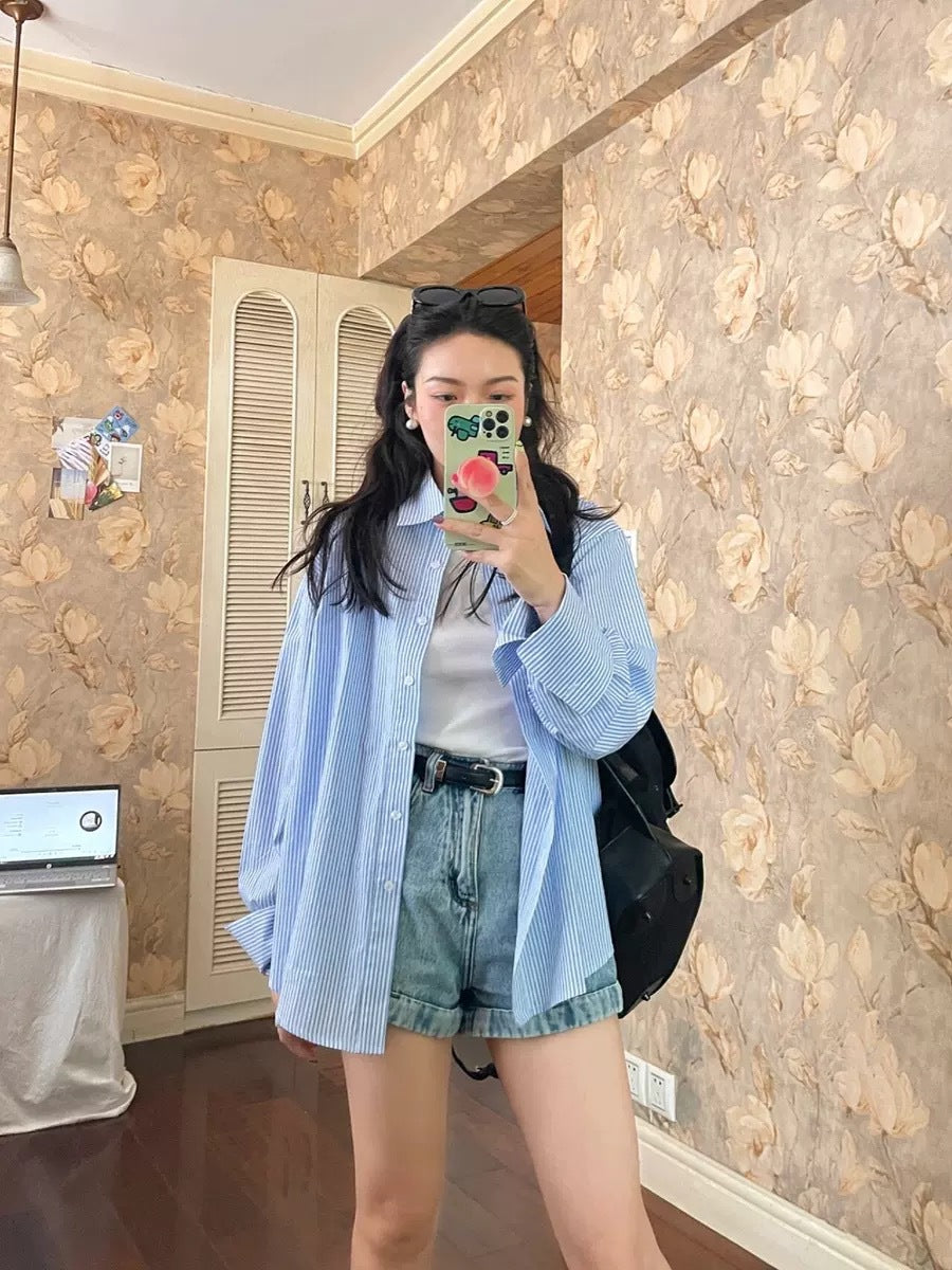 Damen Oversized Hemdbluse Drune