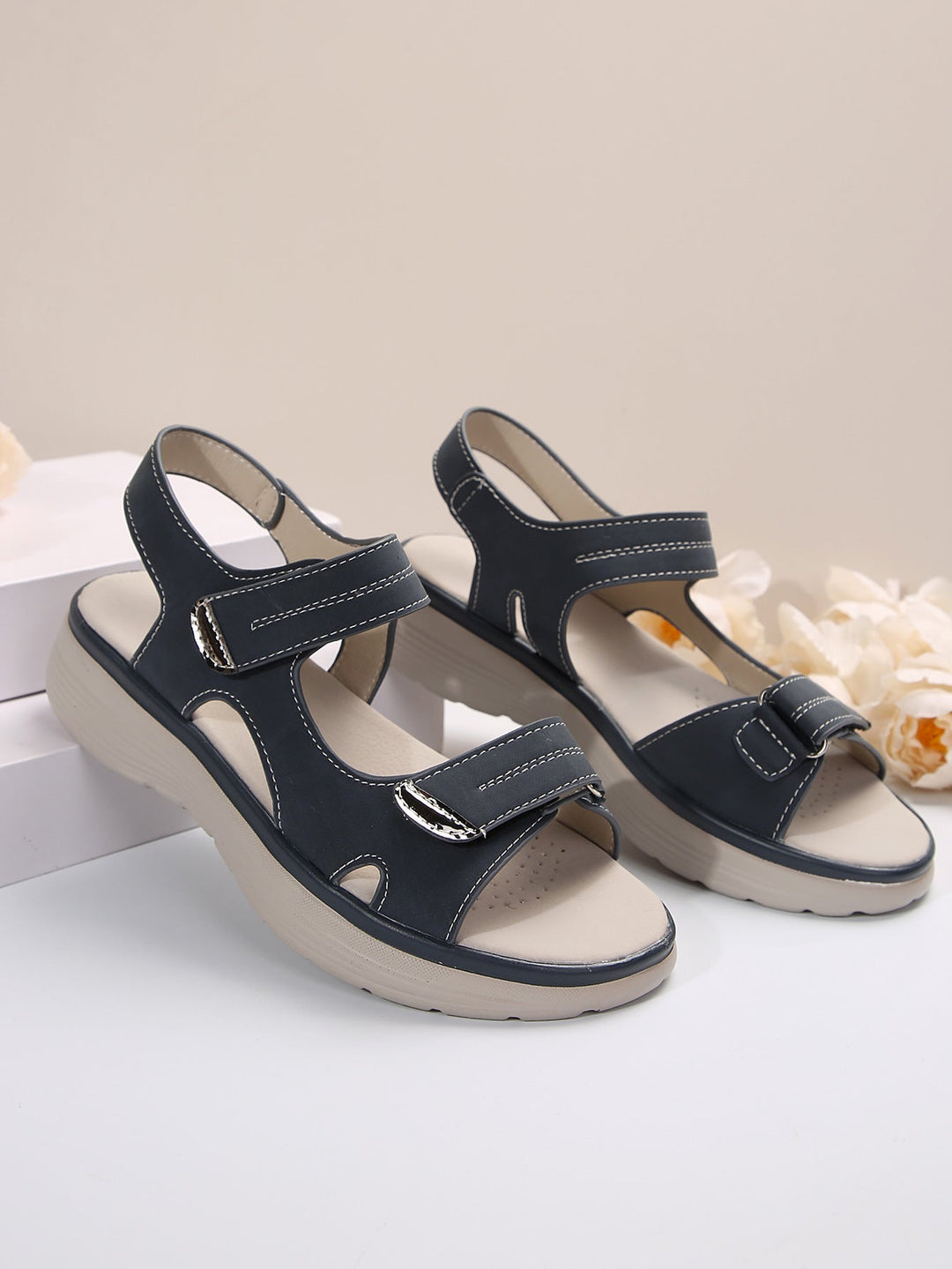 Damen Komfortable Riemensandalen mit verstellbarem Klettverschluss und ergonomischer Sohle Drune