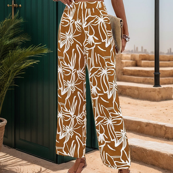 Damen Hochtaillierte Weite Hose mit floralem Muster Drune