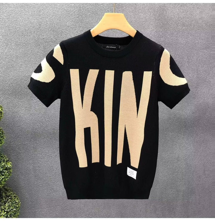 Herren Strickshirt mit oversized Schriftzug Drune