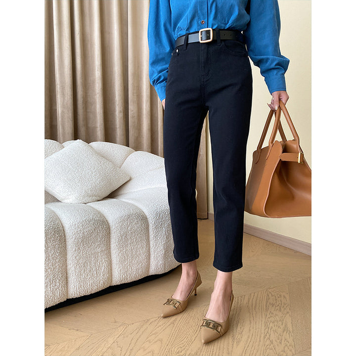 Damen Hochgeschnittene Jeans mit Umklappsaum Drune