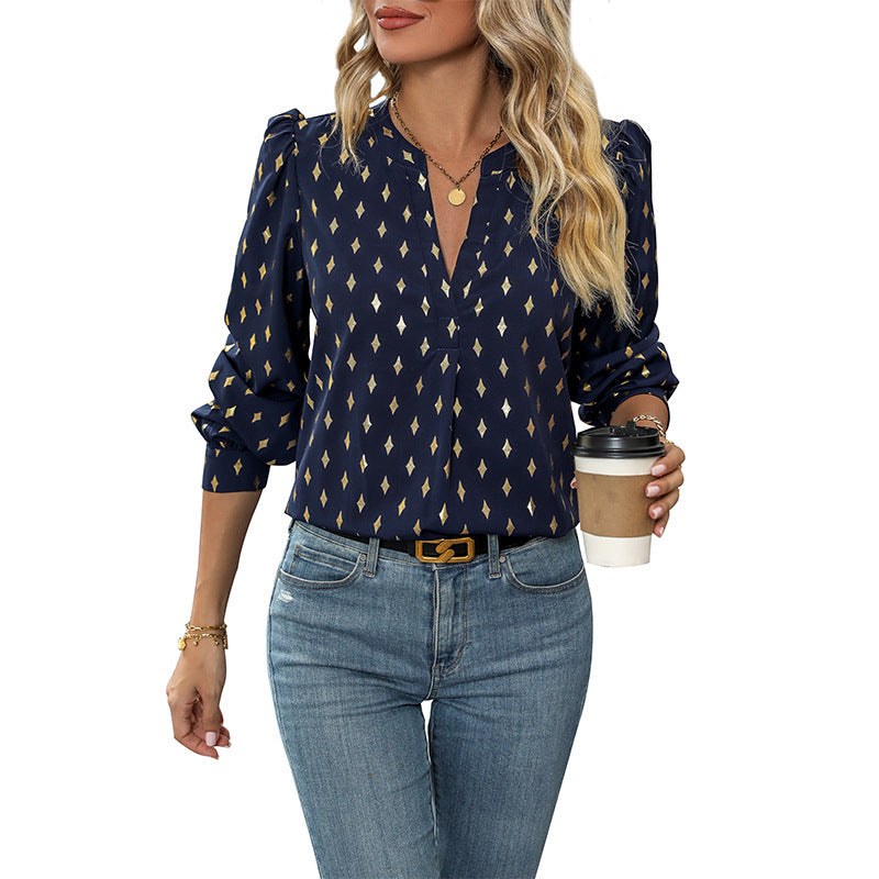 Damen Elegante Bluse mit geometrischem Muster Drune
