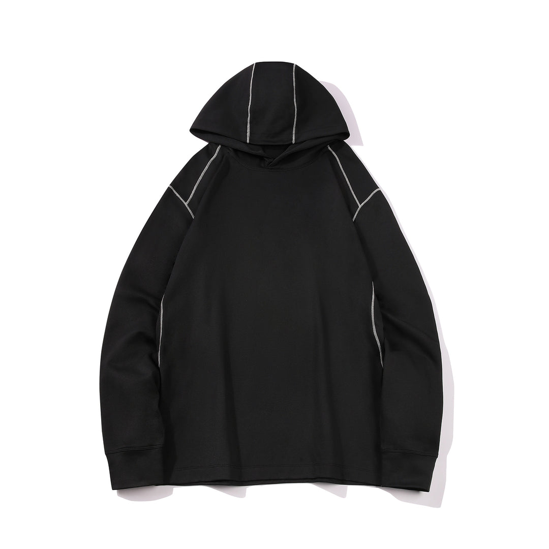 Herren Oversized Kapuzenpullover aus schwerer Baumwollmischung mit Kontrastnähten und Raglanärmeln Drune