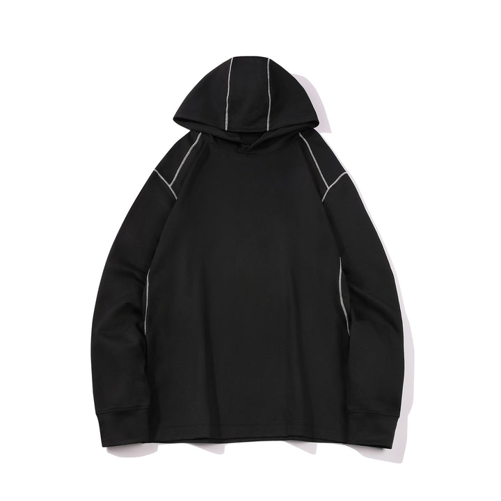 Herren Oversized Kapuzenpullover aus schwerer Baumwollmischung mit Kontrastnähten und Raglanärmeln Drune