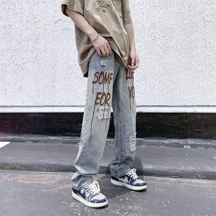 Herren Design Ripped Jeans Drune