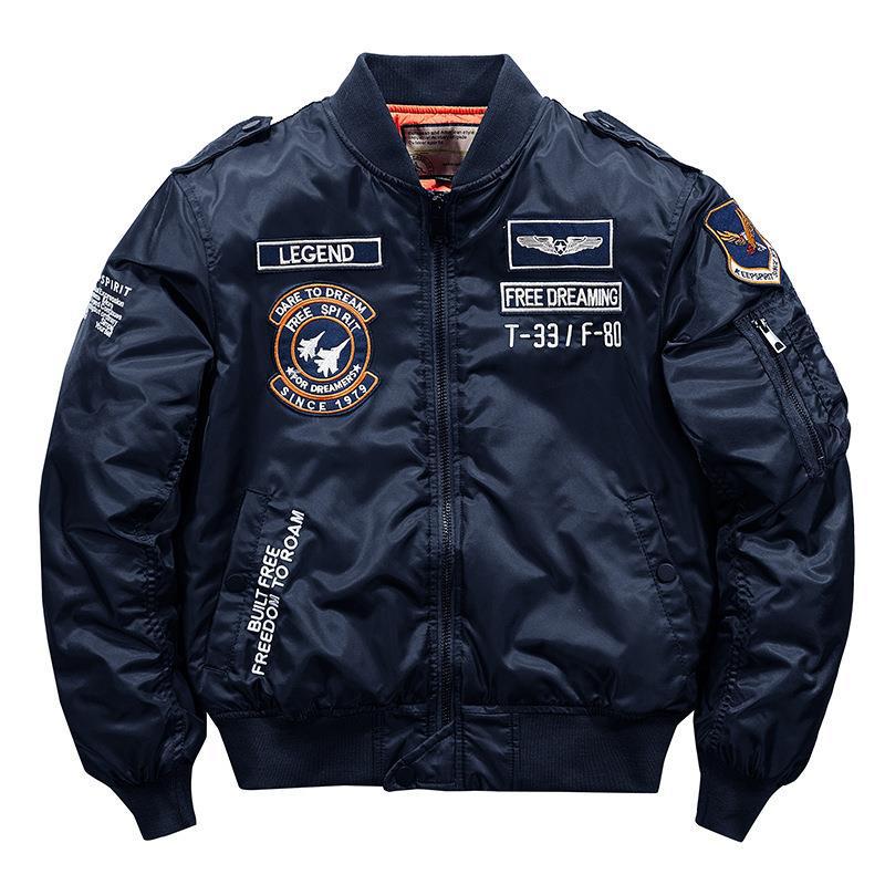 Herren Aviator-Bomberjacke im Military-Look mit gestepptem Thermofutter und Schulterpatches Drune
