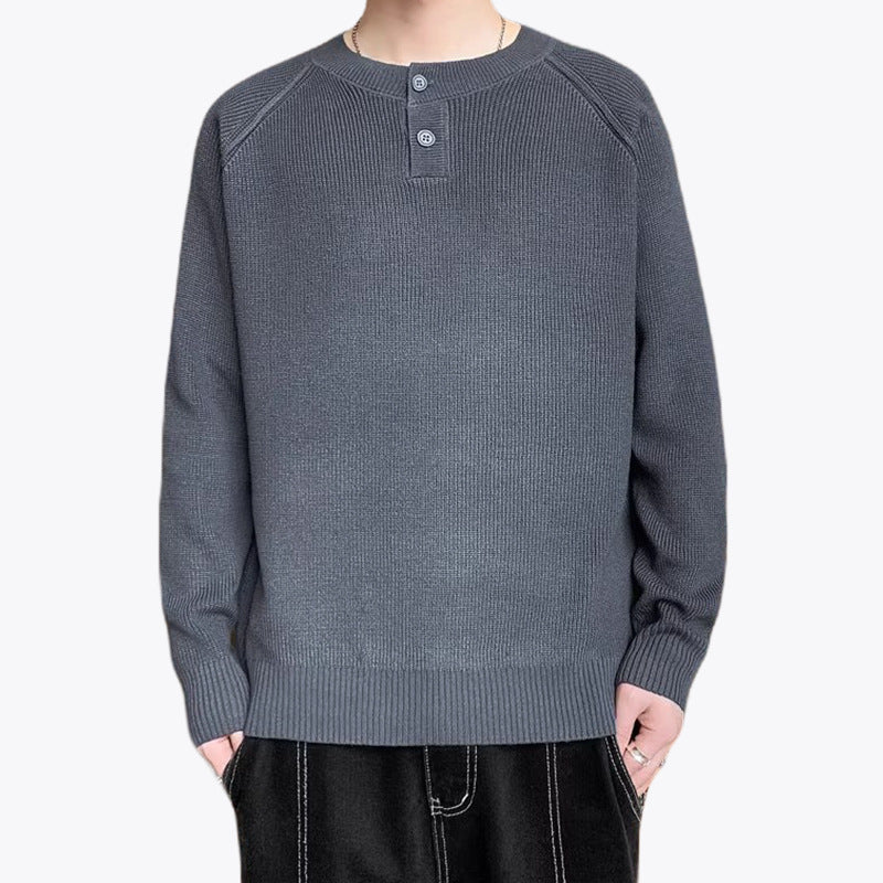 Herren Grobstrickpullover mit Knopfdetails Drune