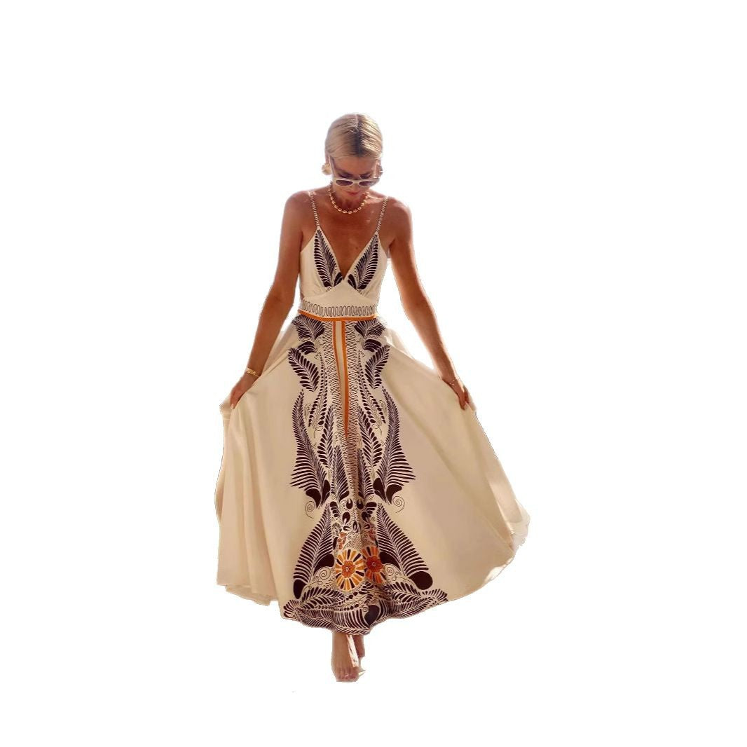 Damen Maxi-Kleid mit floralem Druck und eleganter Raffinesse Drune
