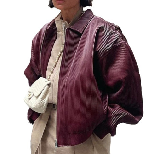 Damen Plissierte Jacke im Trendigen Oversized-Style Drune