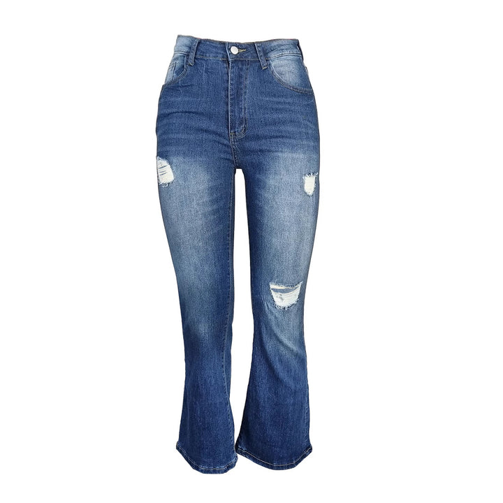Damen Weite High-Waist Denim-Jeans im Wide‑Leg-Look mit gezielten Destroyed-Details Drune