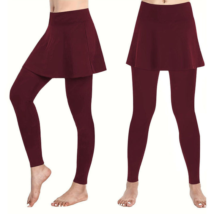 Damen Highwaist-Leggings mit integriertem Tellerrock und figurschmeichelnder Silhouette Drune